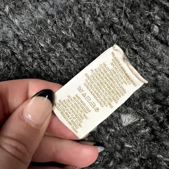 Free People Cardigan Sweater Womens M Wool Blend Chunky Knit Dark Grey Striped - Picture 9 of 11